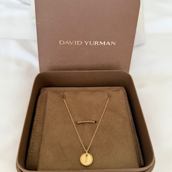 David Yurman 18k Gold and Diamond "J" Necklace - Picture 1 of 6